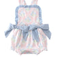 Flower and bow print  Girl Bubble with Side Bows and ruffles