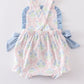 Flower and bow print  Girl Bubble with Side Bows and ruffles