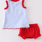 Patriotic flag applique seersucker girl set