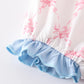 Pink Bow Print bubble with Tie Shoulders
