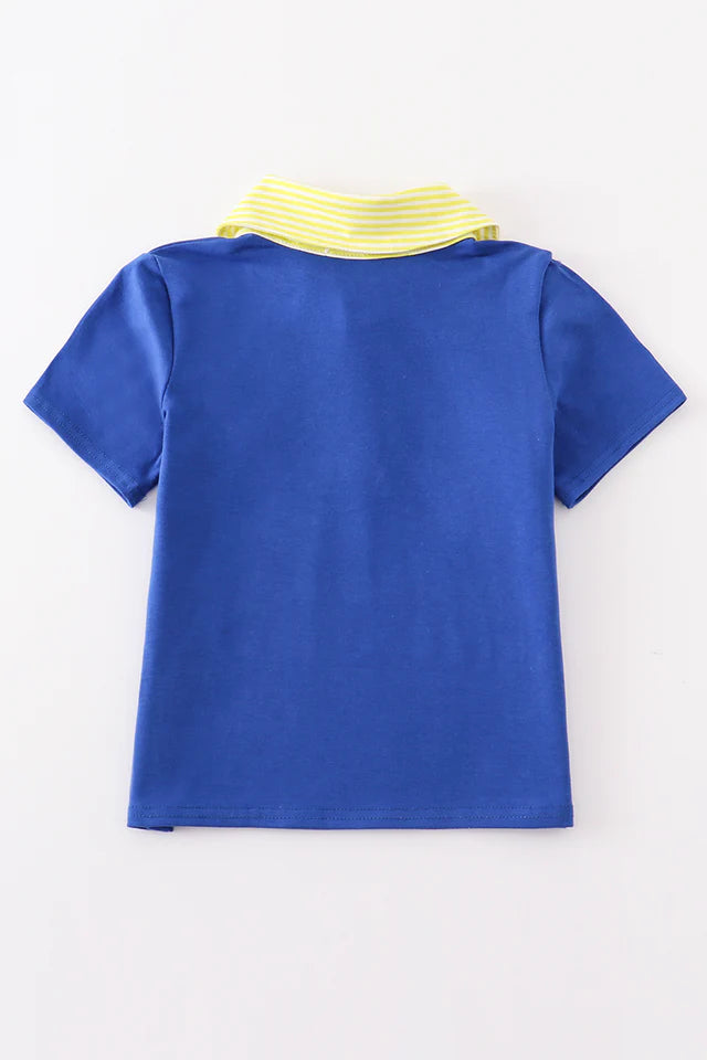 BLUE BUS EMBROIDERY BACK TO SCHOOL BOY SHIRT