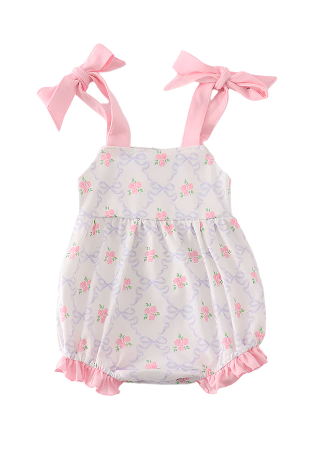 Pink bow floral print girl bubble