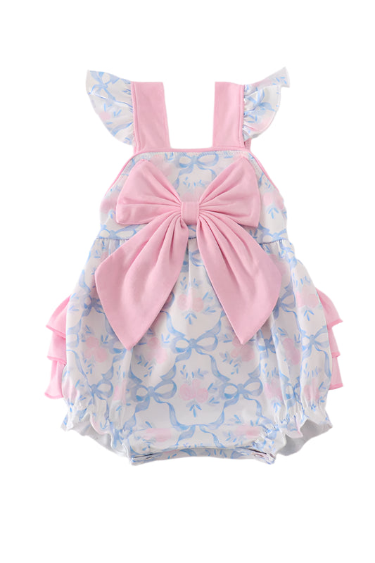 Blue bow tie print girl bubble