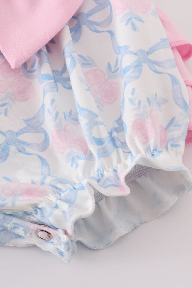 Blue bow tie print girl bubble