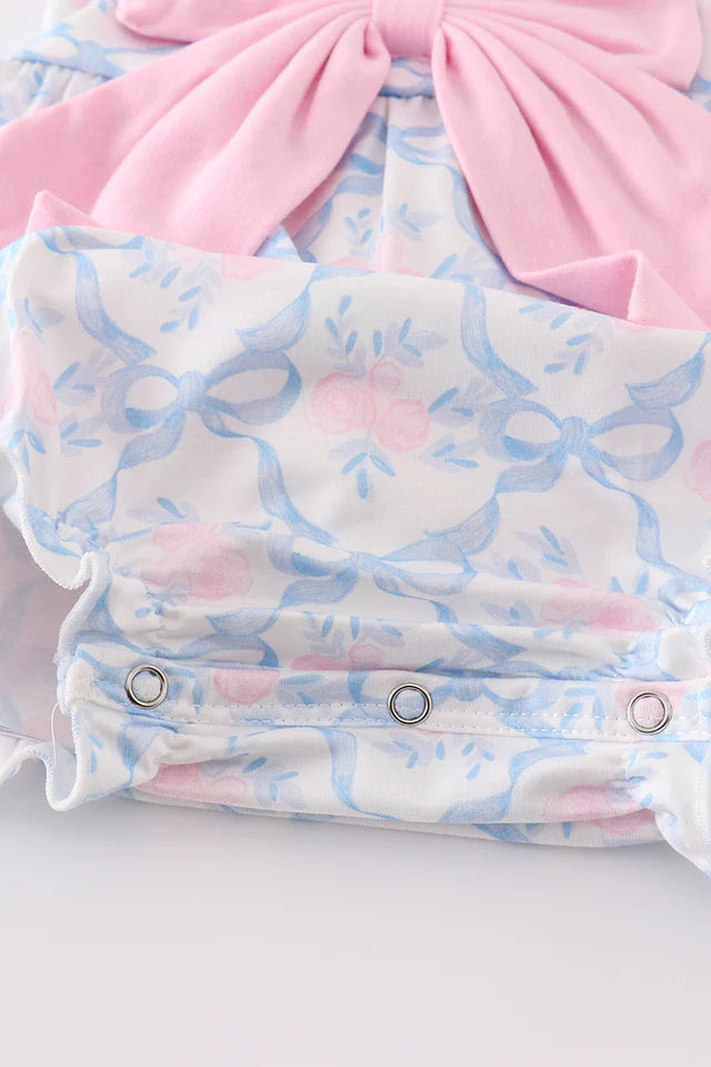 Blue bow tie print girl bubble