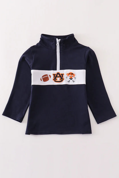 Navy AU tiger embroidery boy pullover