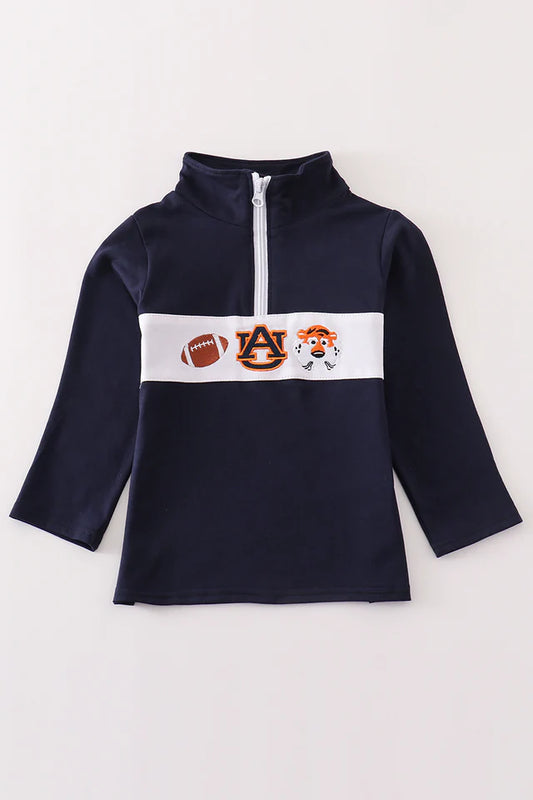 Navy AU tiger embroidery boy pullover
