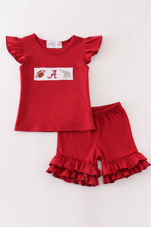 Alabama embroidery girl shorts set