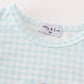 Blue pumpkin applique plaid girl bubble with bows