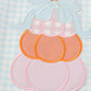 Blue pumpkin applique plaid girl bubble with bows