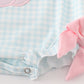 Blue pumpkin applique plaid girl bubble with bows