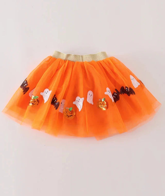 Orange halloween sequin tutu skirt