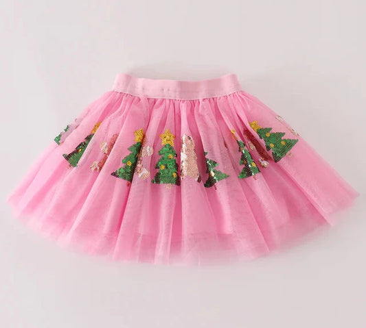 Pink gingerbread sequin tutu skirt