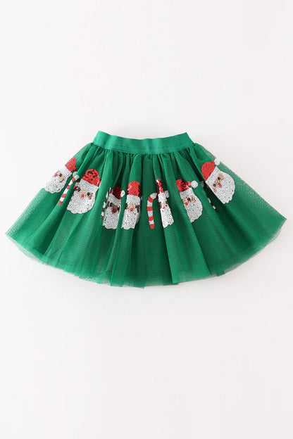 Green Santa Claus sequin tutu skirt