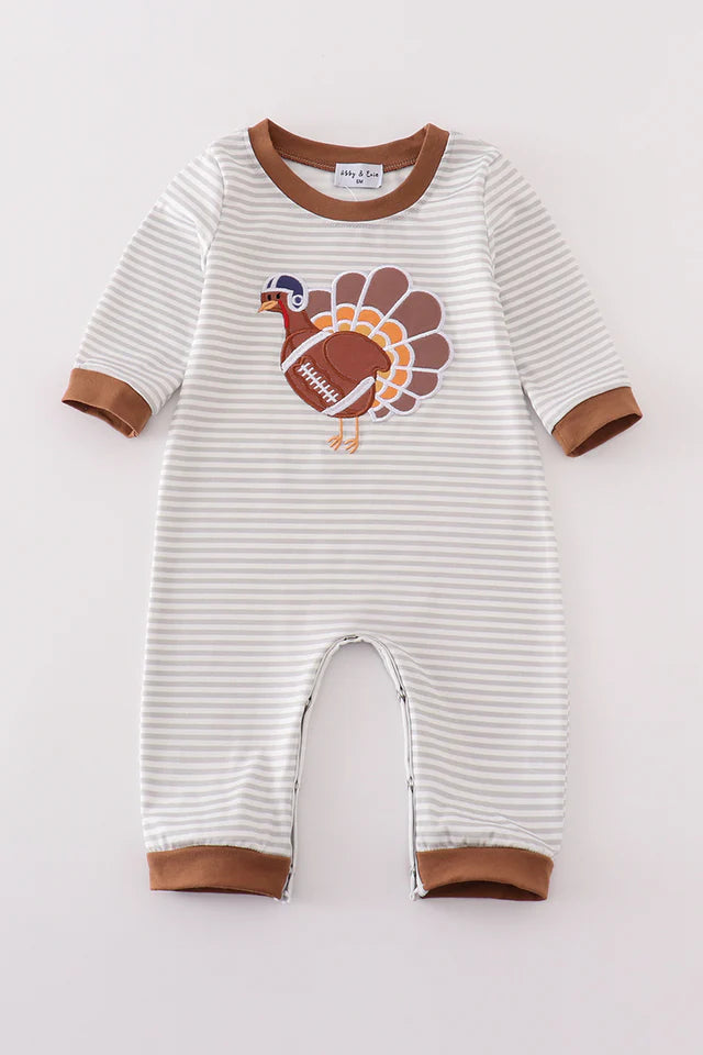 Stripe turkey applique boy romper