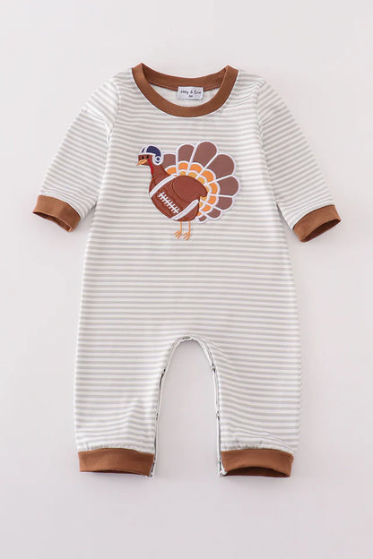 Stripe turkey applique boy romper