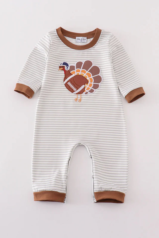 Stripe turkey applique boy romper