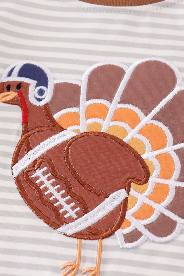 Stripe turkey applique boy romper