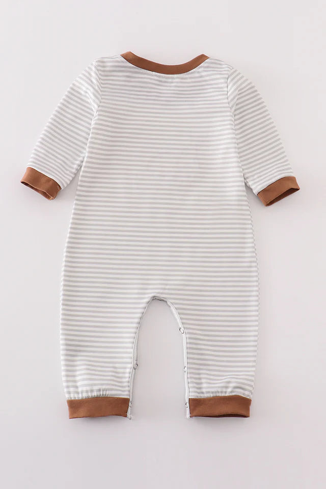 Stripe turkey applique boy romper