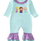 stripe princess embroidery girl romper