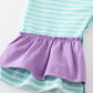 stripe princess embroidery girl romper