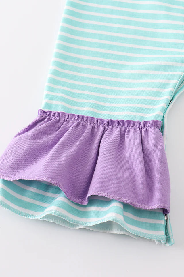stripe princess embroidery girl romper