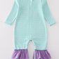 stripe princess embroidery girl romper