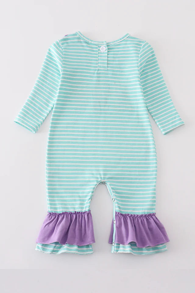 stripe princess embroidery girl romper