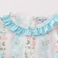 Blue floral print ruffle girl bubble