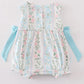 Blue floral print ruffle girl bubble