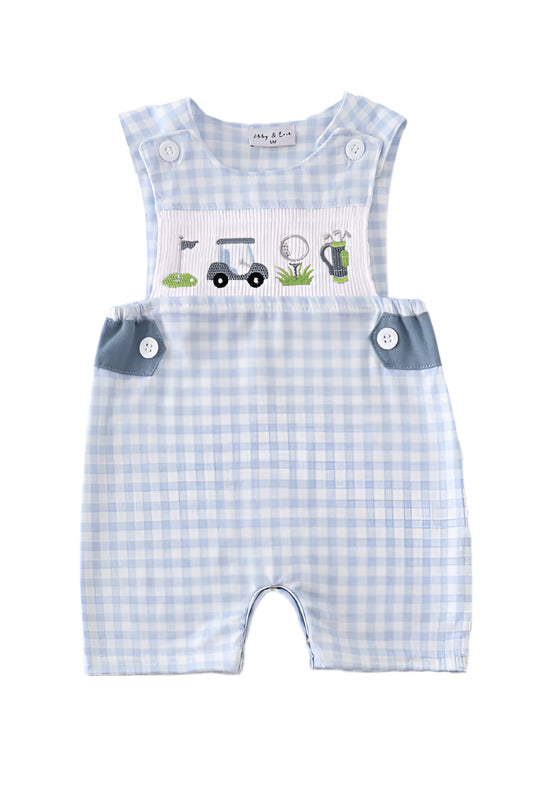 Blue golf embroidery smocked boy jonjon