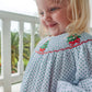 Girls Green Bitty Dot Smocked Christmas Trees Bubble