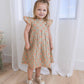 Sage-Green Floral Printed Box Pleat Dress