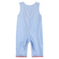Light Blue Smocked Santa and Sleigh Overalls