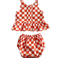 Tangerine Checkerboard / Organic Peplum Se