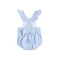 Light Blue Seersucker Turtle Ruffle Romper