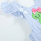 Light Blue Seersucker Turtle Ruffle Romper