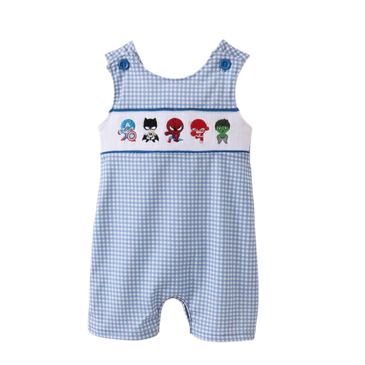 BLUE  SuperHero CHARACTER SMOCKED GINGHAM JONJON