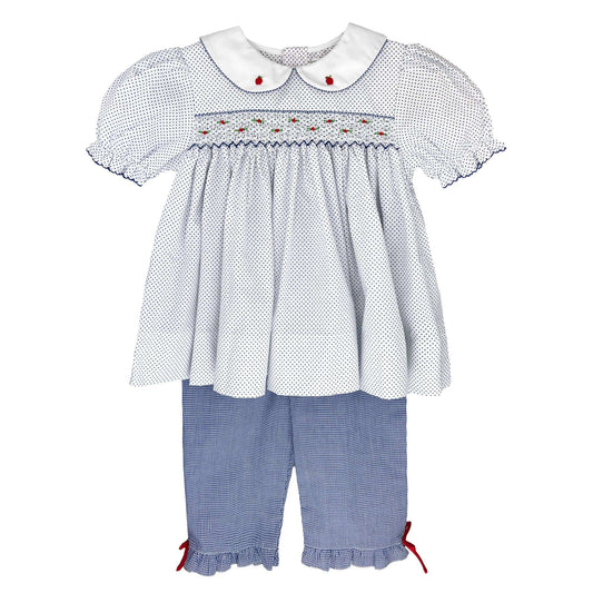 Apple Embroidered Smocked Top & Pant Se