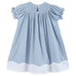 Light Blue Nativity Smocked Bishop Sleeve Dress