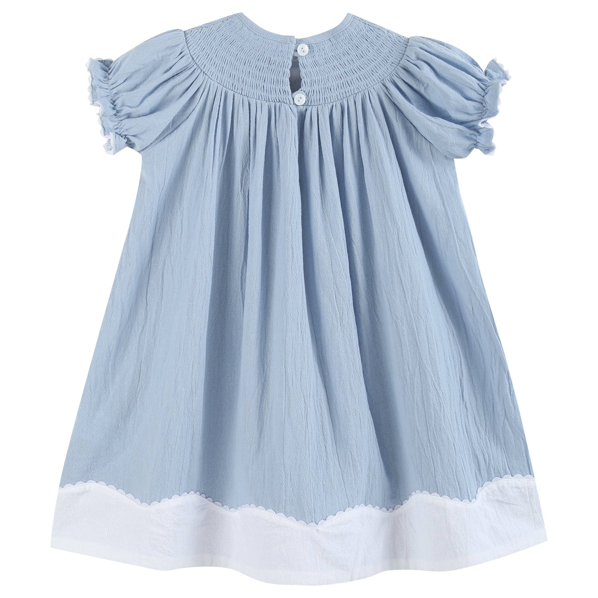 Light Blue Nativity Smocked Bishop Sleeve Dress POPPIBLUE Light Blue Nativity Smocked Bishop Sleeve Dress POPPIBLUE