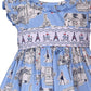Ruffled Paris-Print Poplin Dress