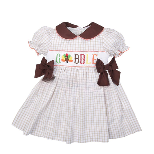 Handsmocked Gobble Turkey Dress