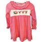 Red Stripe Santa and Reindeer Embroidered Dress