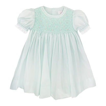 Fully Smocked Dress with French Lace-MINT