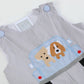 Grey Gingham Puppies in Truck Shortalls