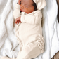 Ivory / Organic Ribbed Frill Zip Footie (Baby - Kids)