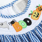 Blue Gingham Halloween Boo Smocked Bishop Dress