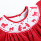 Red Corduroy Christmas Nativity Smocked Bishop Dress