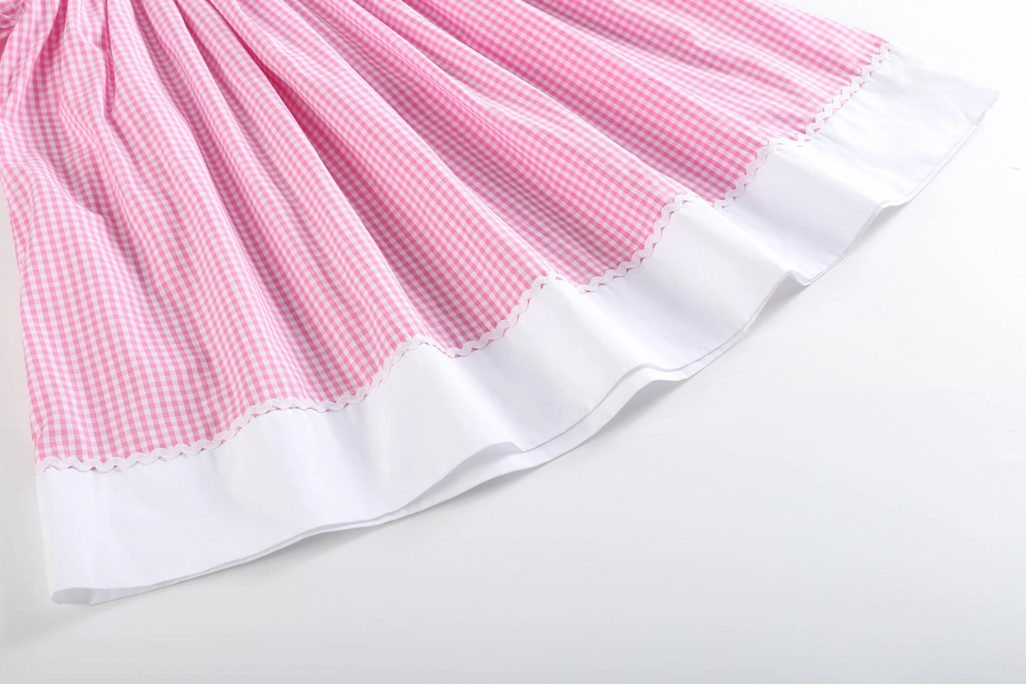 Pink Gingham Easter Bunny Smocked Bishop Dress